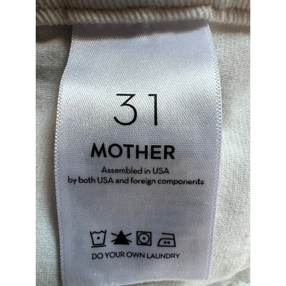 MOTHER JEANS WOMENS 31 CORDUROY WIDE LEG PATCH POCKET ROLLER SKIMP CHALK NEW - Picture 4 of 11